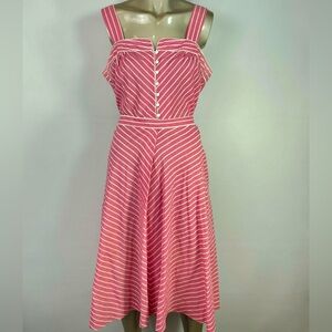Vintage All Together Fashions Pink Striped Sleeveless Dress